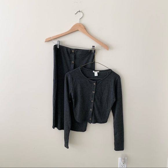 Cropped Cardigan + Midi Skirt Set - Picture 1 of 7